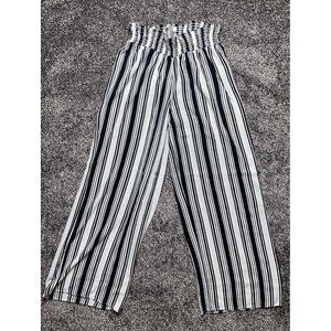 Cupio Festival Flare Pants Black White Striped Size Small